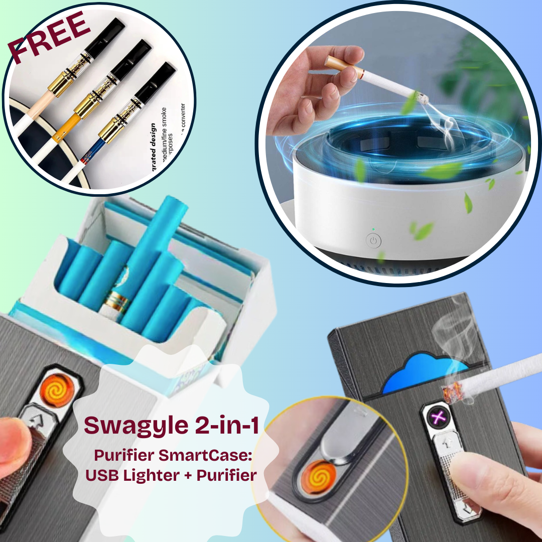 Swagyle 2-in-1 SmartCase Premium Bundle | USB Lighter + Smokeless Ashtray | FREE Filter Worth £12.99 | £23.91 (40% OFF + £5 Rewards) | Luxury Gift Set 202